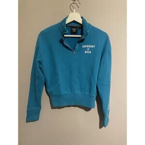 Superdry Code Core Sport Half Zip Sweatshirt Blue Women's Size 2